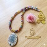 ⁦عقد من العقيق مع فواصل هيماتيت مع دلايه رائعه زركون⁩ - الصورة ⁦2⁩