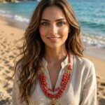 عقد من العقيق مع دلايات من العقيق الاحمر