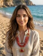 عقد من العقيق مع دلايات من العقيق الاحمر